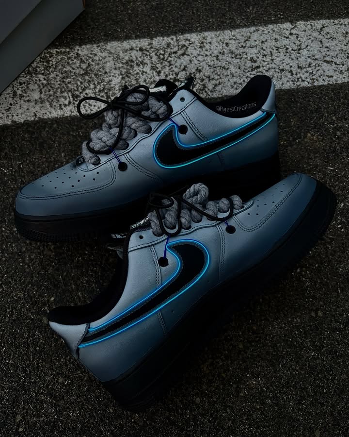 Custom Hand Painted PS5 Glow Air Force 1 Sneakers