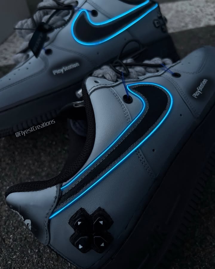 Custom Hand Painted PS5 Glow Air Force 1 Sneakers