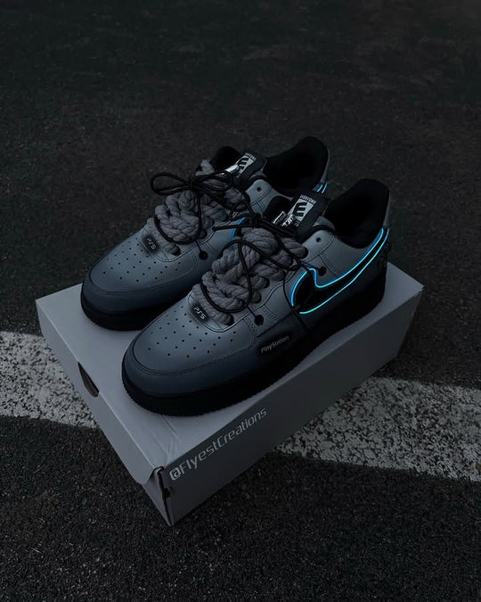 Custom Hand Painted PS5 Glow Air Force 1 Sneakers