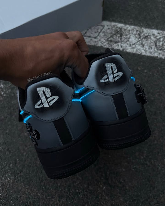Custom Hand Painted PS5 Glow Air Force 1 Sneakers