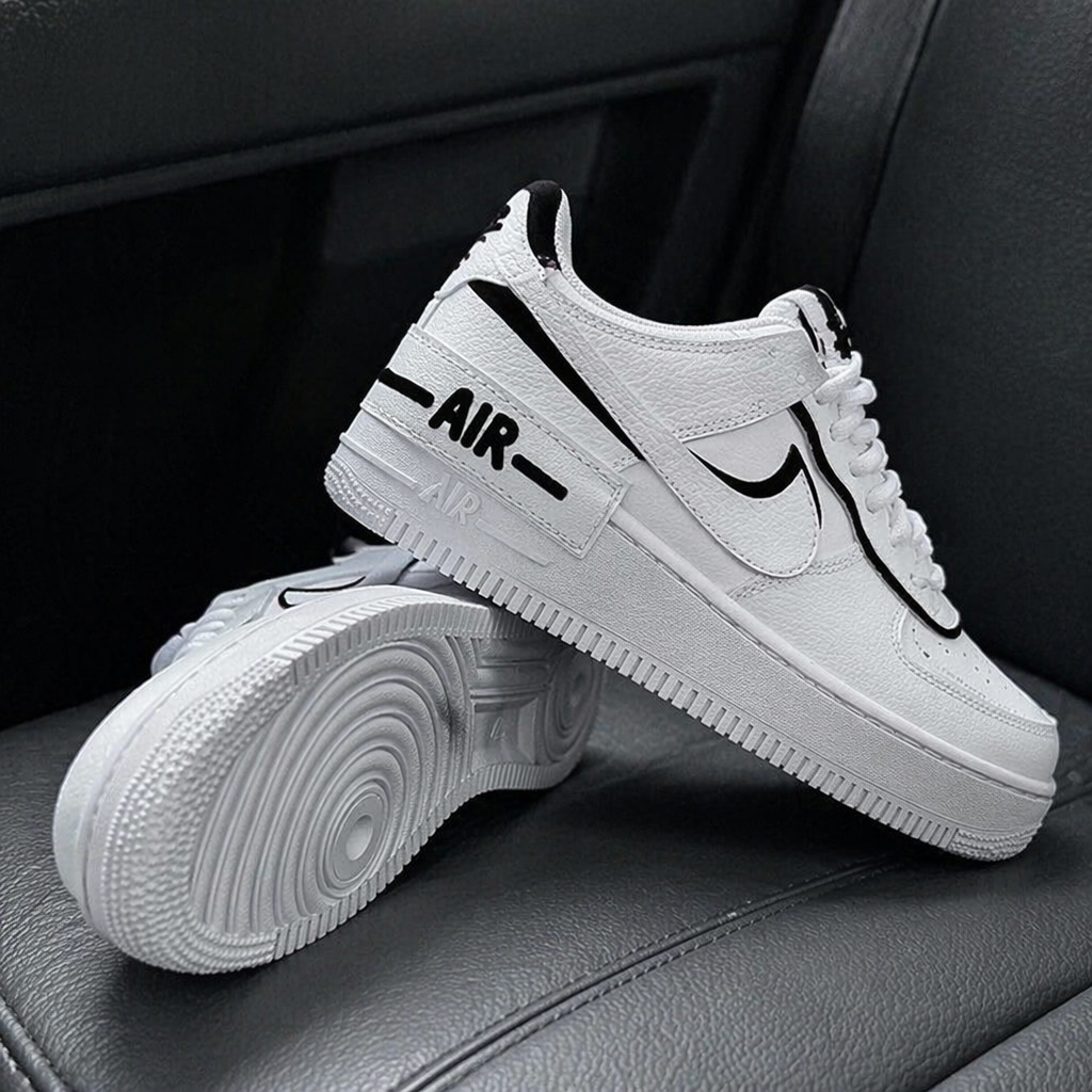 Hand Painted Custom Black & White Air Force 1 Sneakers