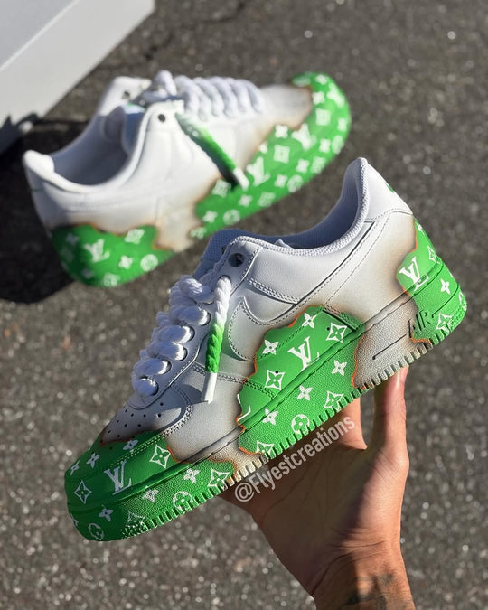 Hand Painted Custom Green Air Force 1 Sneakers