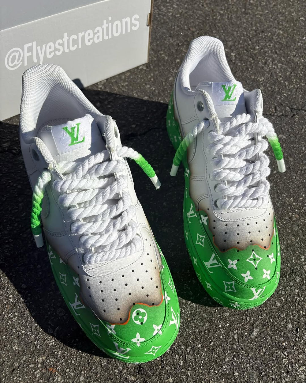 Hand Painted Custom Green Air Force 1 Sneakers