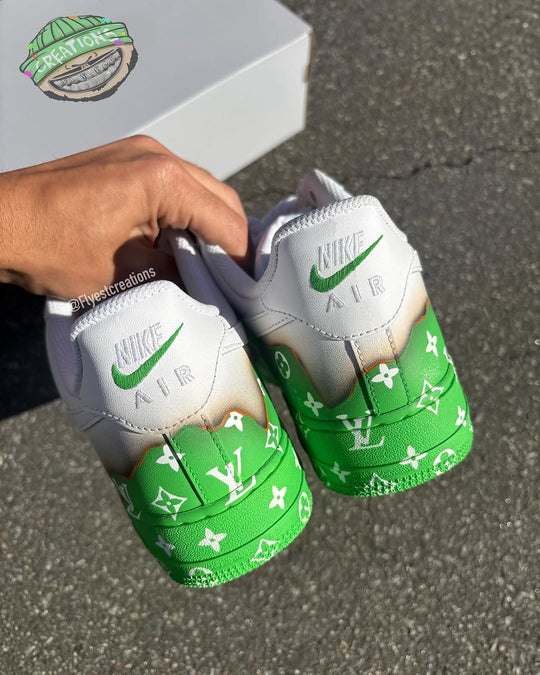 Hand Painted Custom Green Air Force 1 Sneakers