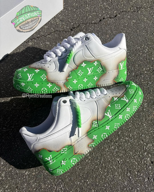 Hand Painted Custom Green Air Force 1 Sneakers