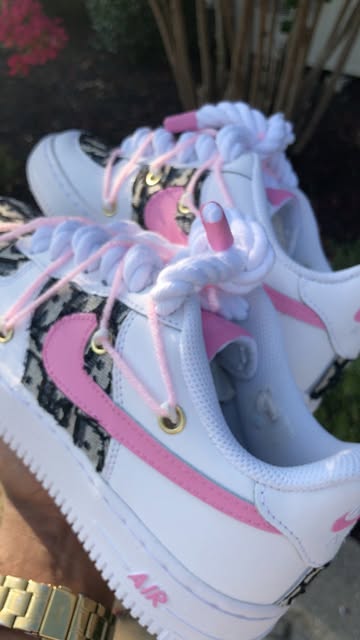 Custom Hand Painted Purple Rope Lace Air Force 1 Sneakers