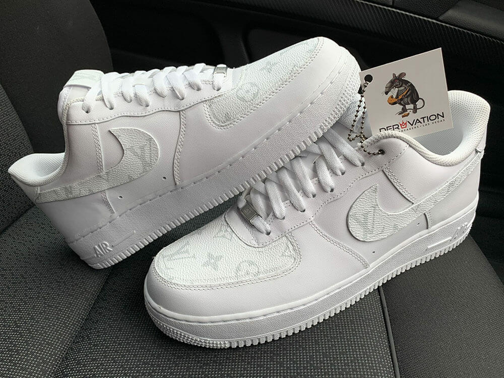 Custom Air Force 1 White Light Grey LV Logo