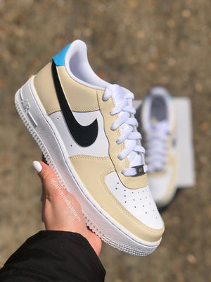 Custom Air Force 1 Beige Black White