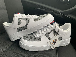 Custom Air Force 1 Grey Black Gucci Logo