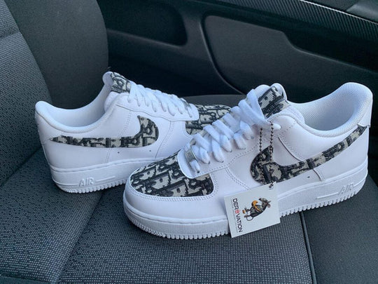 Custom Air Force 1 Black Grey Dior Logo