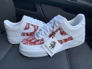 Custom Air Force 1 Red White Dior Logo