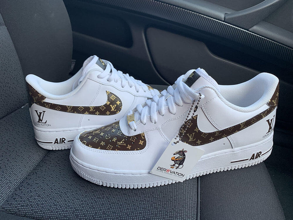 Custom Air Force 1 Chocolate Gold LV Logo