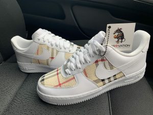 Custom Air Force 1 Beige Plaid White