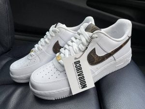 Custom Air Force 1 Chocolate LV Logo Swoosh