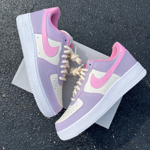 Custom Air Force 1 Purple Pink Beige