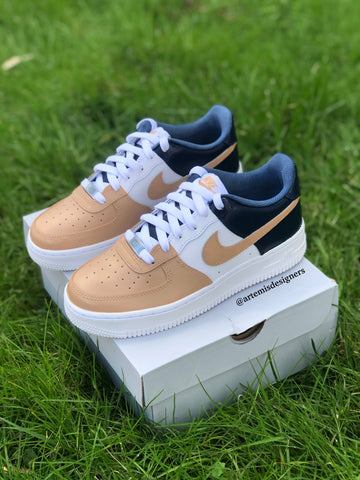 Custom Air Force 1 Dark Blue White Khaki