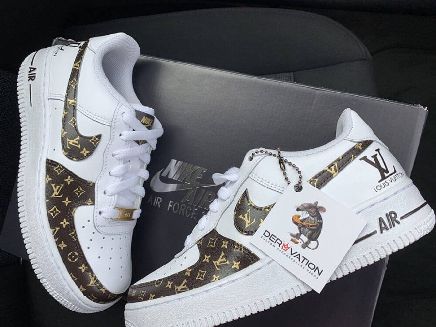 Custom Air Force 1 Chocolate Gold LV Logo