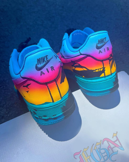 Hand Painted Beach Sunset Custom Air Force 1 Sneakers