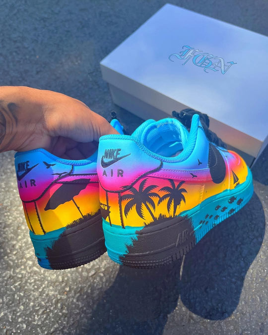 Hand Painted Beach Sunset Custom Air Force 1 Sneakers