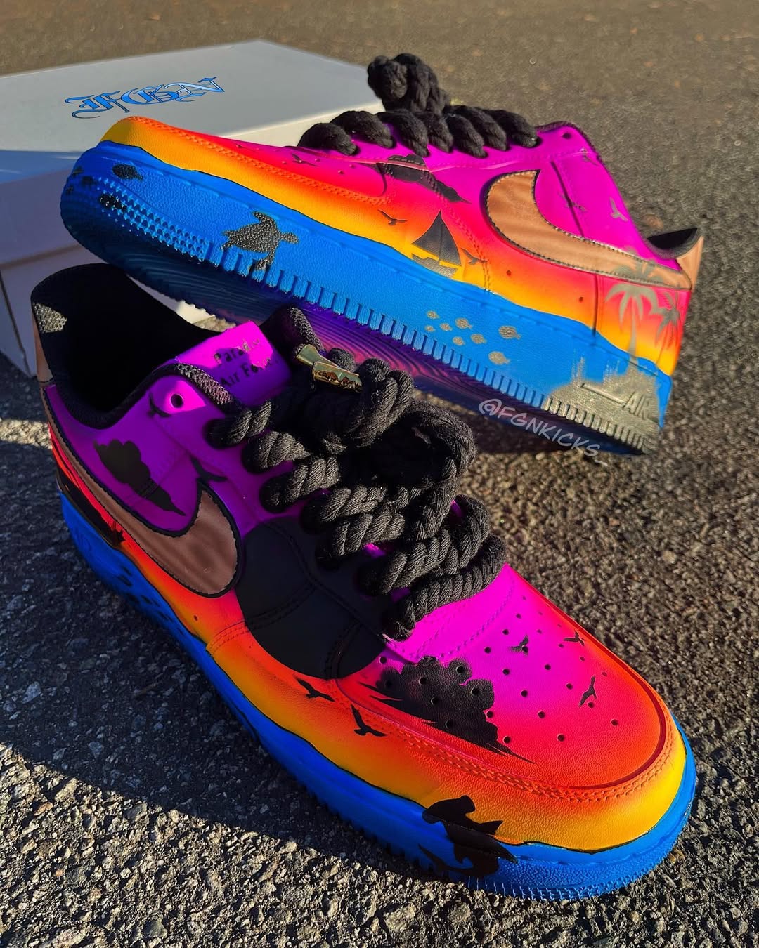 Hand Painted Sunset Custom Air Force 1 Sneakers