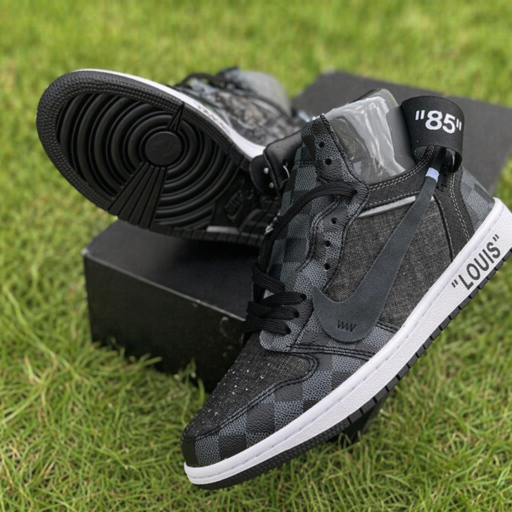 Hand Painted Black Checker Custom High Top Sneakers