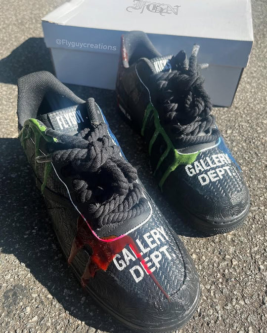 Hand Painted Gallery Dept Custom Black Air Force 1 Sneakers