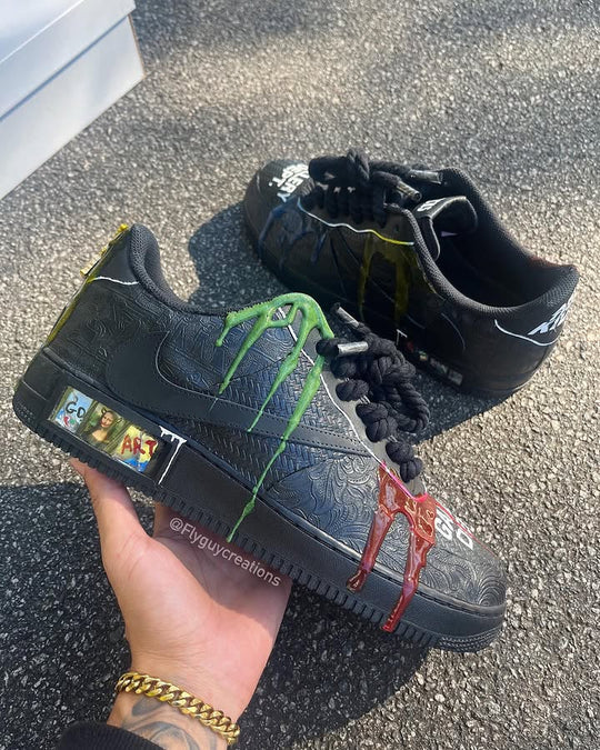 Hand Painted Gallery Dept Custom Black Air Force 1 Sneakers