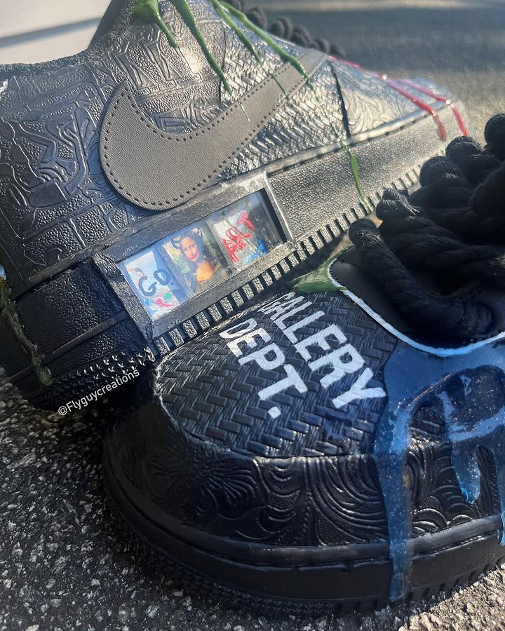 Hand Painted Gallery Dept Custom Black Air Force 1 Sneakers