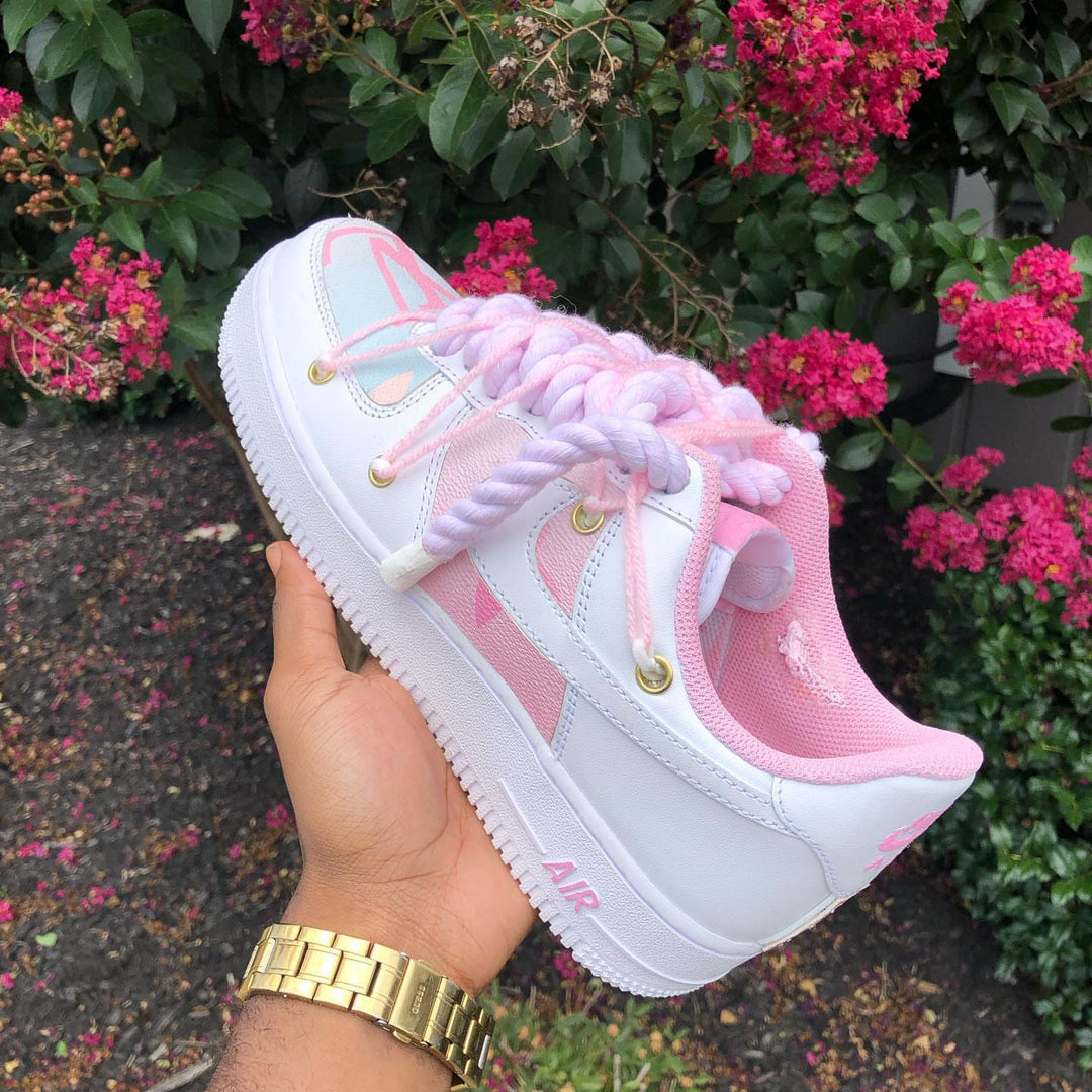 Hand Painted Pink Purple Custom Air Force 1 Sneakers