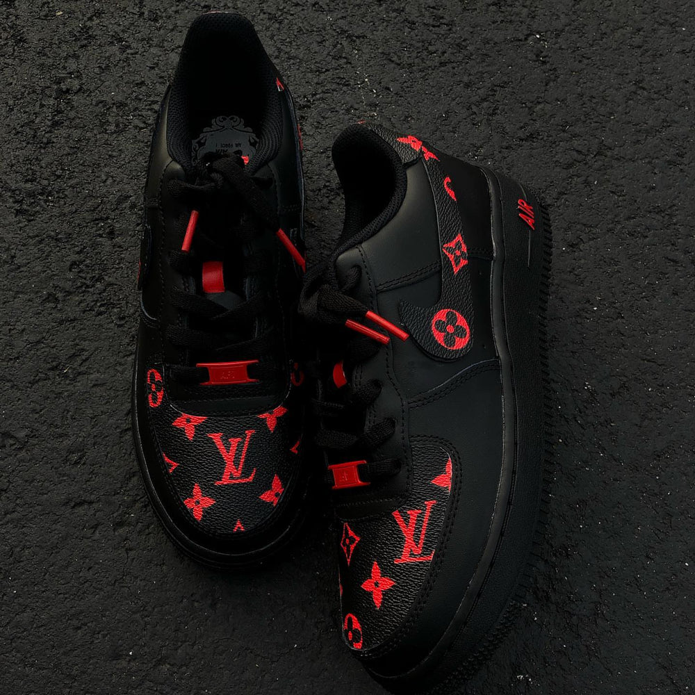 Hand Painted Black Red Custom Air Force 1 Sneakers