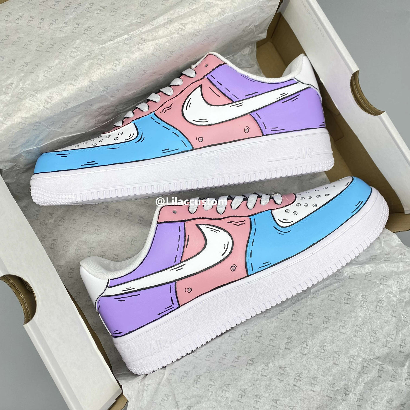 Nike Air Force 1  Cartoon Purple Pink Blue Custom