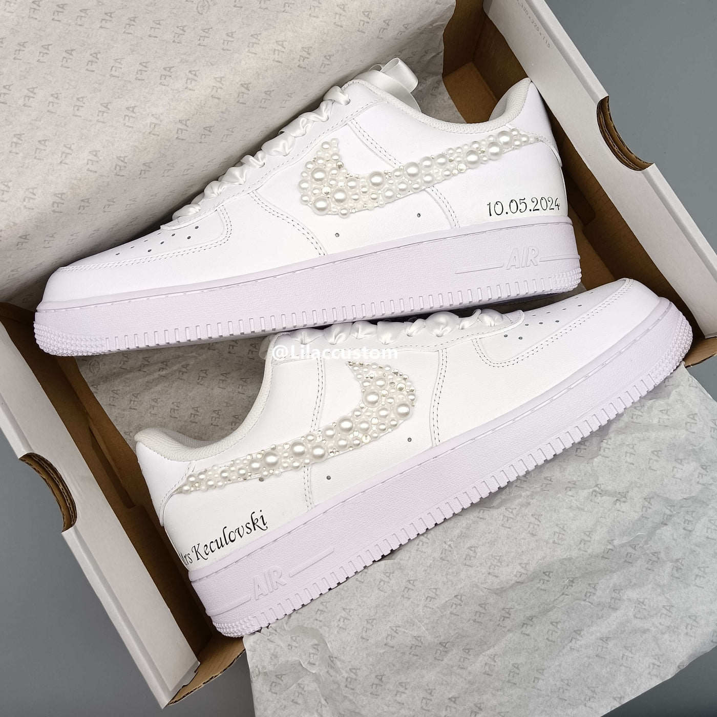 Nike Air Force 1  Wedding Shoes Pearl Custom