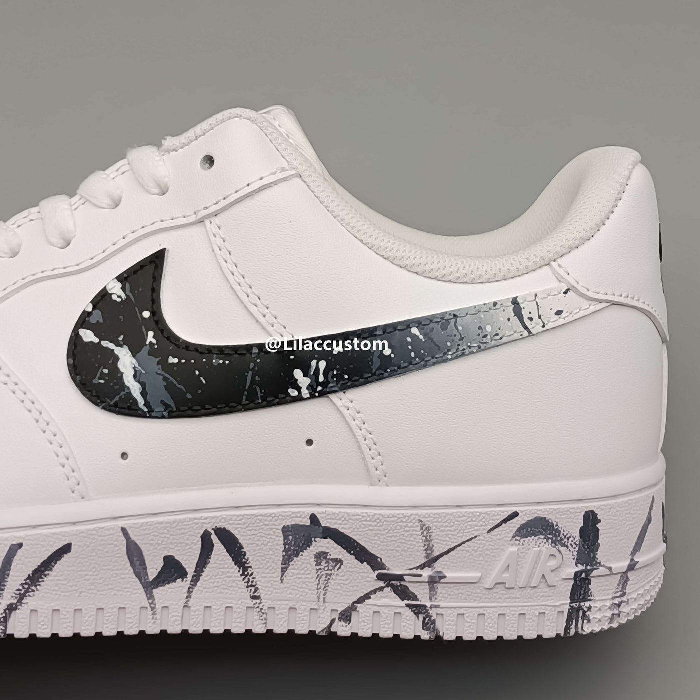 Nike Air Force 1  White Black Gray Splash Custom