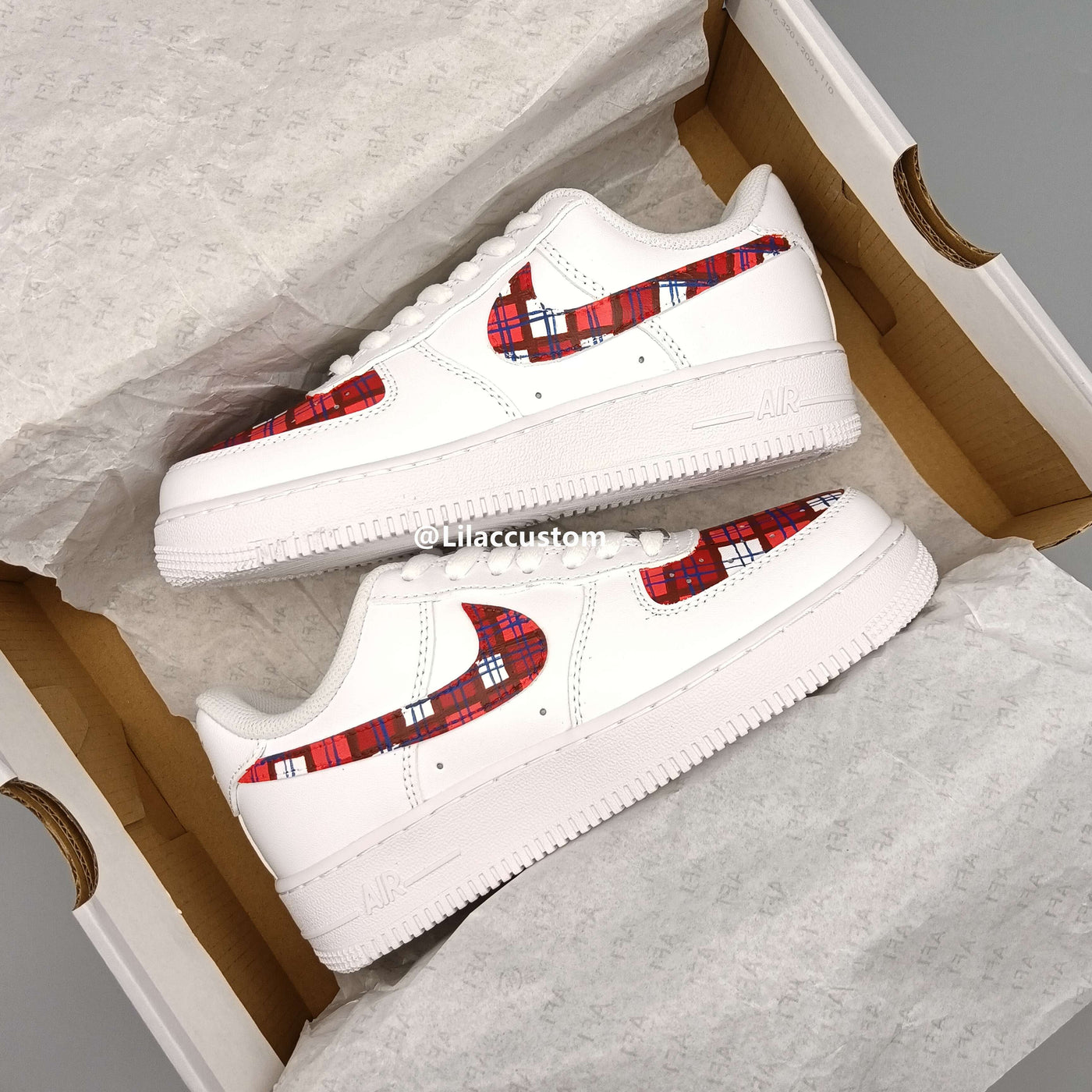 Nike Air Force 1 Red Plaid Custom