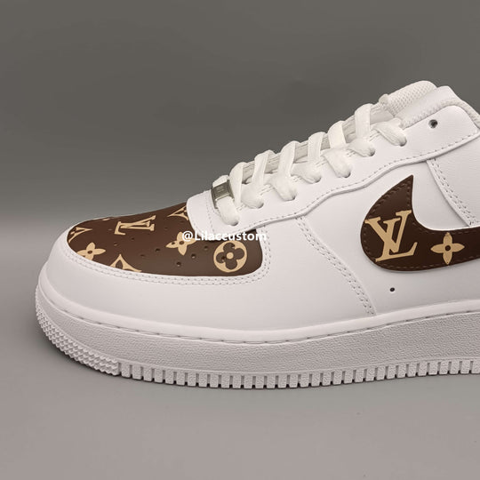 Nike Custom Air Force 1 Brown Gold LV