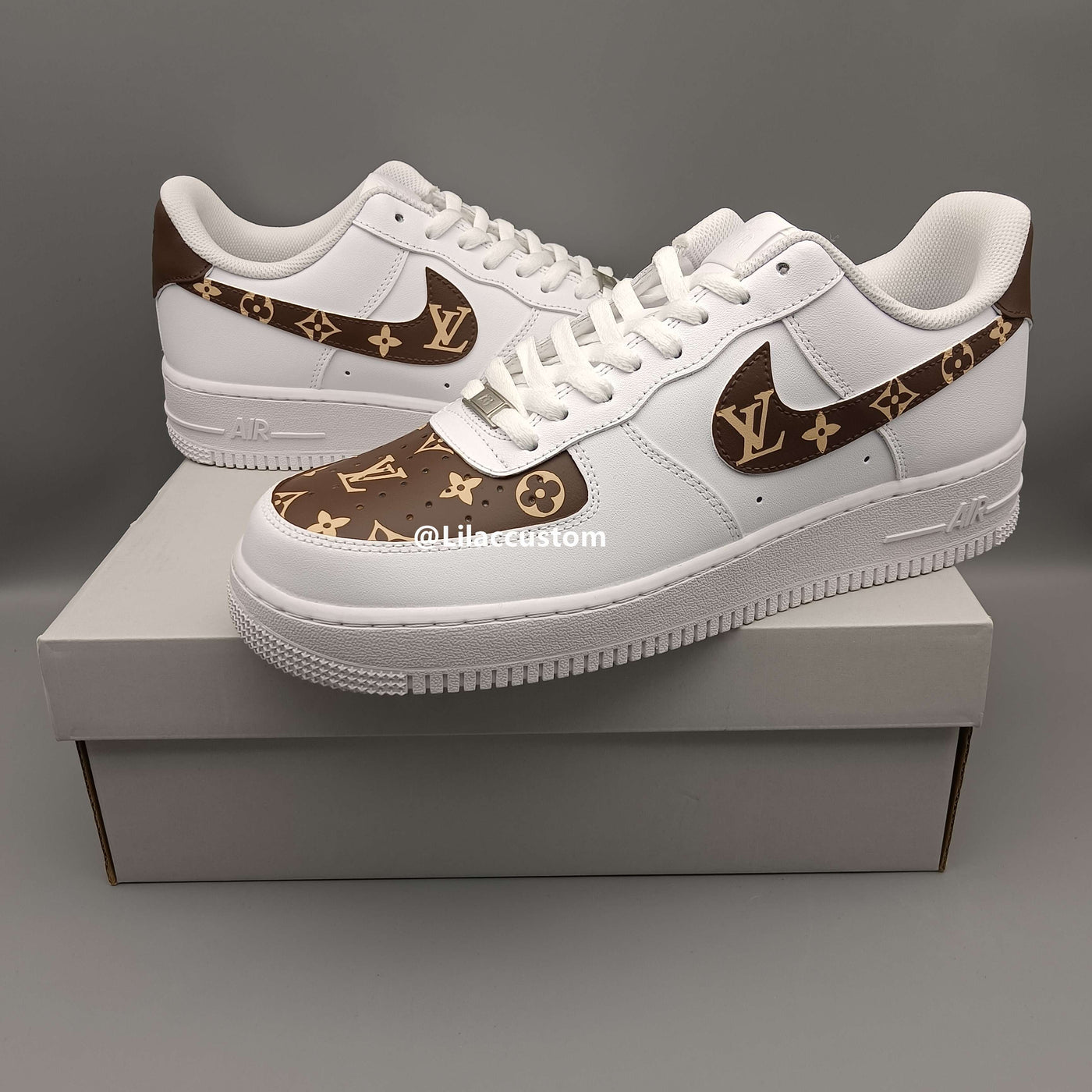 Nike Custom Air Force 1 Brown Gold LV