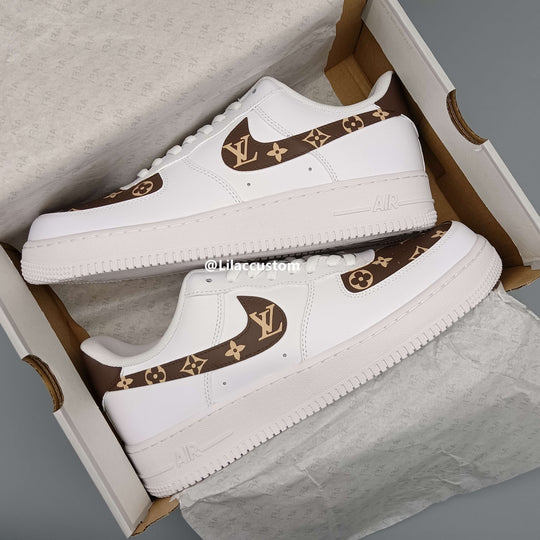 Nike Custom Air Force 1 Brown Gold LV