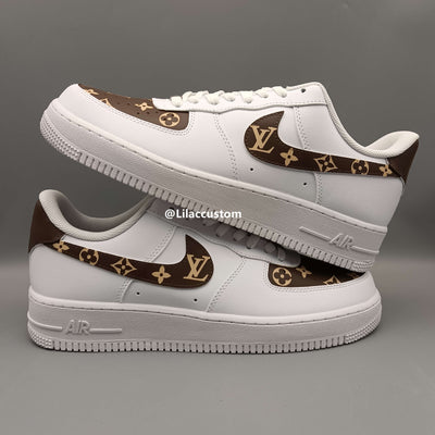 Nike Custom Air Force 1 Brown Gold LV