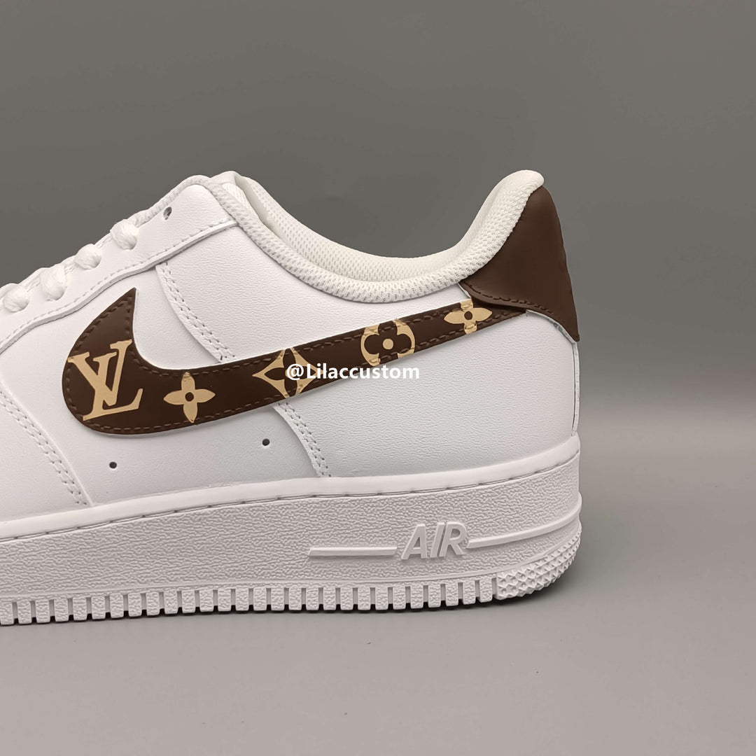 Nike Custom Air Force 1 Brown Gold LV