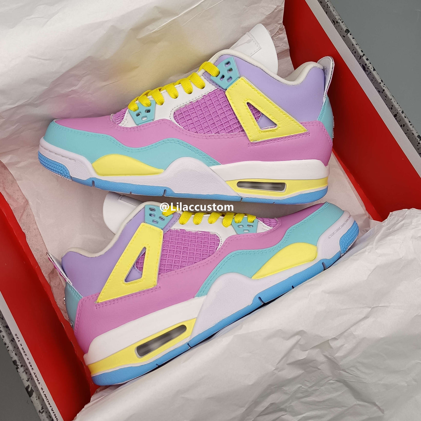 Nike Air Jordan 4 Purple Yellow Pink Custom