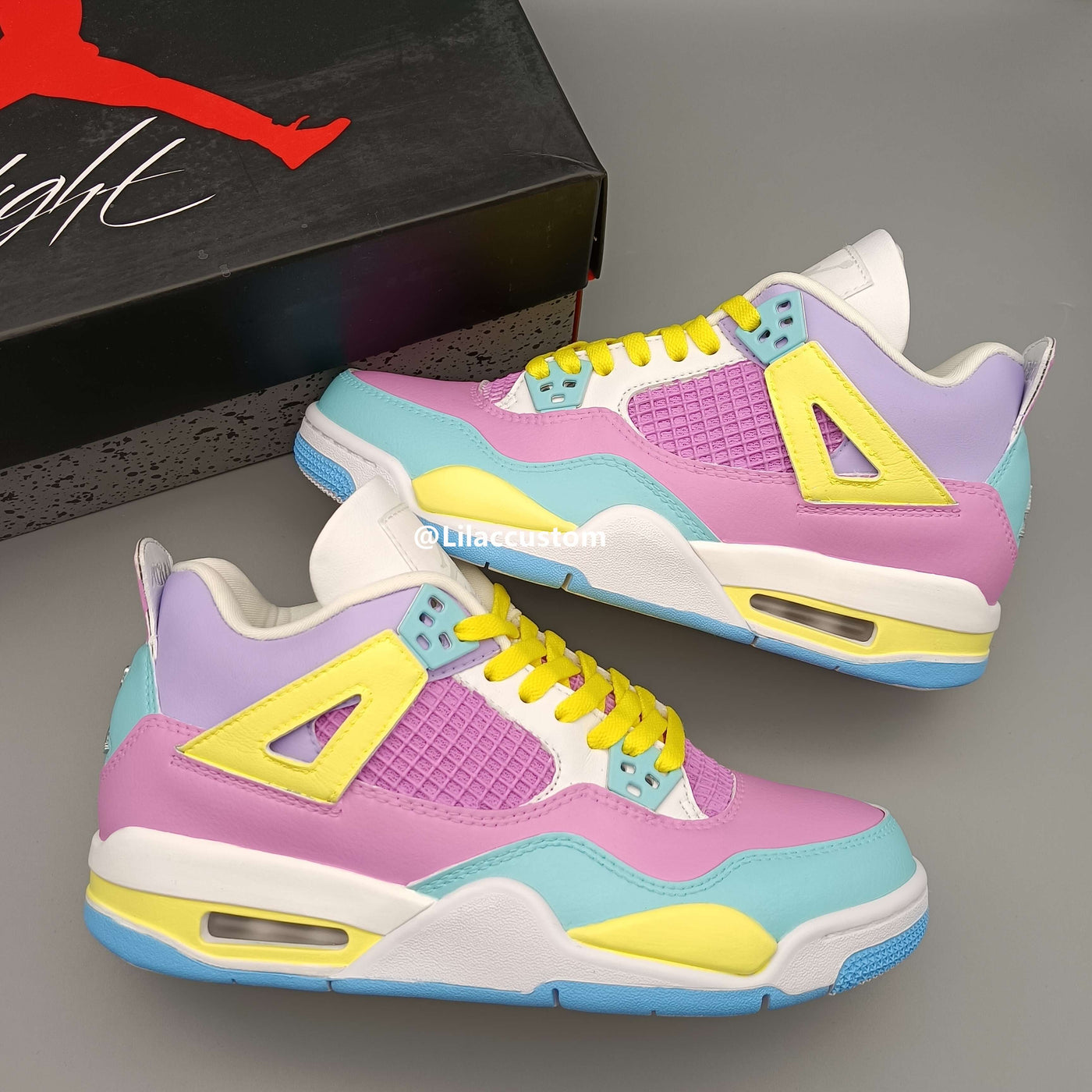 Nike Air Jordan 4 Purple Yellow Pink Custom