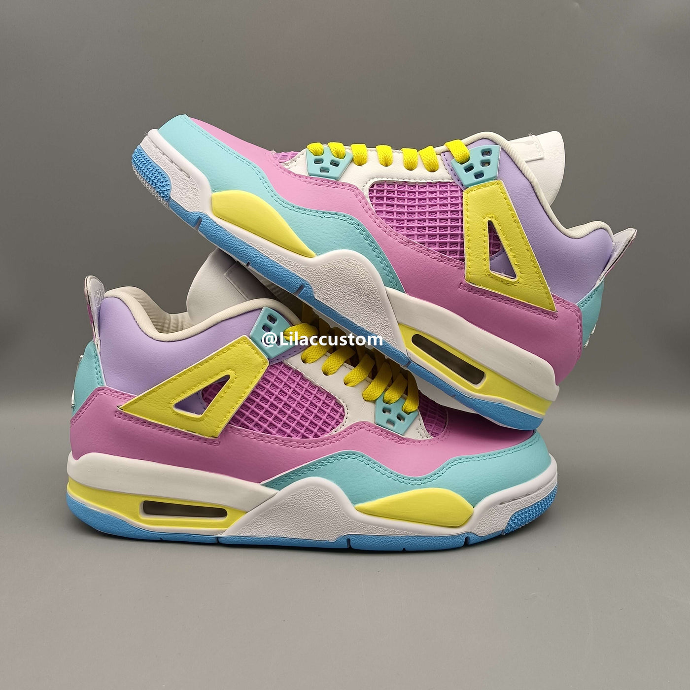 Nike Air Jordan 4 Purple Yellow Pink Custom