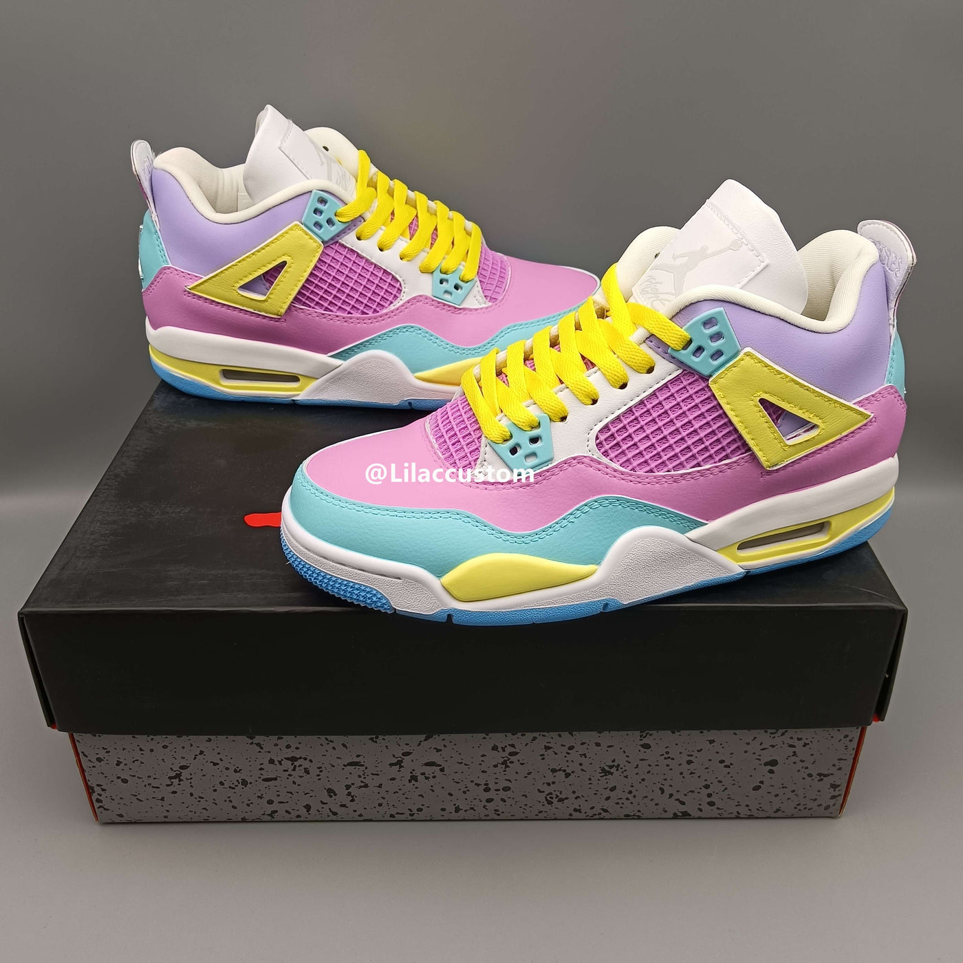 Nike Air Jordan 4 Purple Yellow Pink Custom