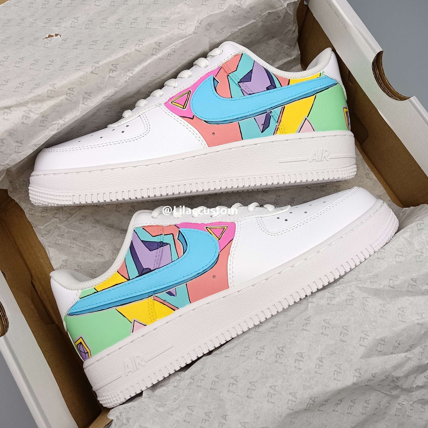 Nike Air Force 1 Blue Pink Purple Yellow Green Custom