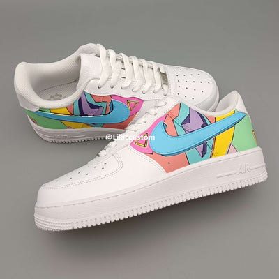 Nike Air Force 1 Blue Pink Purple Yellow Green Custom