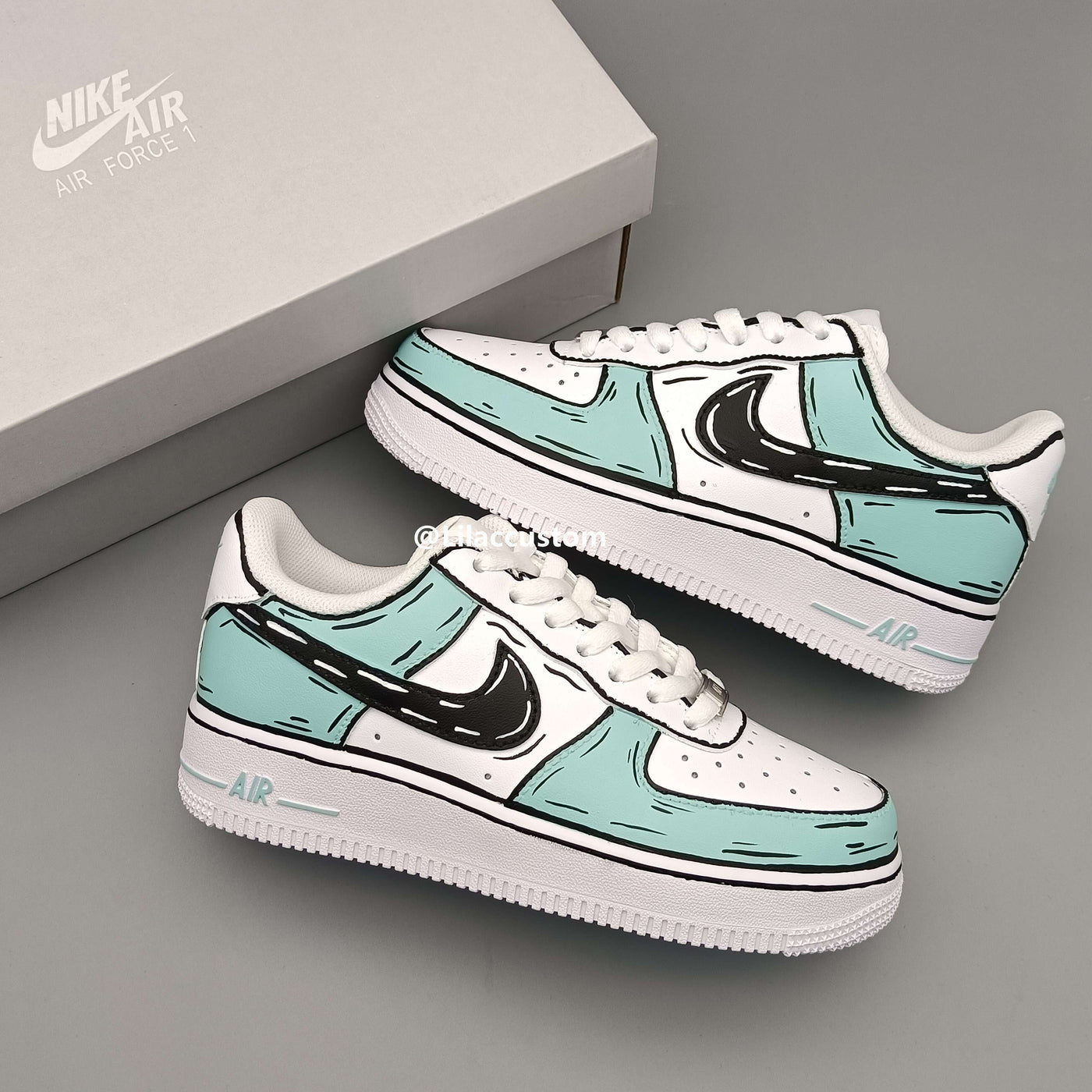 Nike Air Force 1 Cartoon Black Green Custom