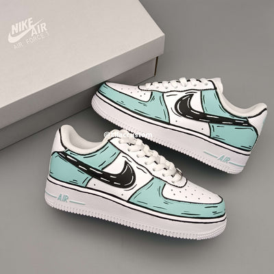 Nike Air Force 1 Cartoon Black Green Custom