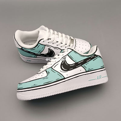 Nike Air Force 1 Cartoon Black Green Custom