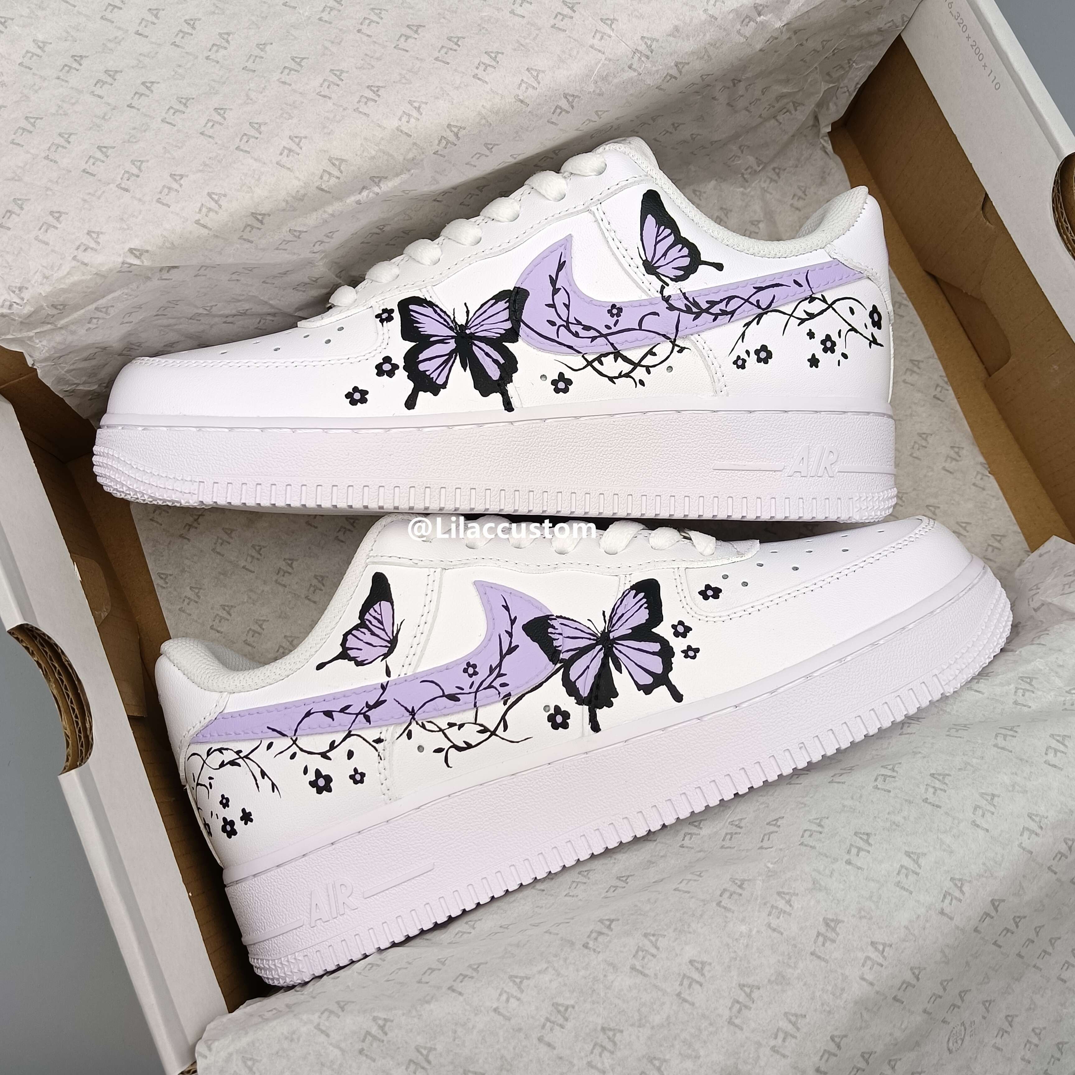 Nike Custom Air Force 1 Purple Butterflies&Flowers