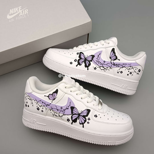 Nike Custom Air Force 1 Purple Butterflies&Flowers